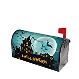 Ouqiuwa Halloween Starry Night Haunted House Spooky Pumpkins Bats Full Moon Welcome Magnetic Mailbox Cover, Mailbox Wrap Decorative for Garden Yard Home 21x18 in