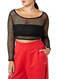 Champion Women's Making the Cut Season 3 Episode 2 Champion Collab Winning Look Long Sleeve Mesh Crop Top Shirt, Black, X-Large US