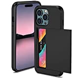 ATRAING Designed for iPhone 14 Pro Max Wallet Case with Credit Card Holders Slots Dual Layer Shockproof Hard PC Soft TPU Slide Flip Protective Cover Case for iPhone 14 Pro Max 6.7 Inch (2022)-Black