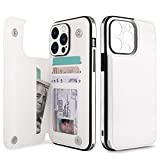   Cardpakee Wallet Case for iPhone 14 Pro Max Case with Card Holder, Fine Hole Camera Protect, Drop Protection, Wallet Phone Case Flip Leather Cover Men Women, 6.7 Inch White