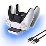 LYCEBELL Charging Station for PS5 Controller Dual Sense Charger Station PS5 Fast Charging Dock Type-C Port PS5 Controller Stand Holder with LED Indicator - Black & White