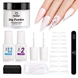 Beetles Nail Dip Powder Kit for Building An Apex, Clear Dipping Powder with 2 in 1 Base Top Coat Activator Dip System Nail Extension Nail Repair French Manicure Dip Manis Nail Art Kit for Nail Starter