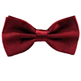 Men Bow Tie Adjustable Length Wedding Male Fashion Boys Satin Bowties one size Dark Red