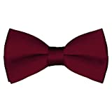Mens Classic Pre-Tied Satin Formal Tuxedo Bowtie Adjustable Length Large Variety Colors Available, by Platinum Hanger (Burgundy)