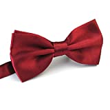 AWAYTR Men's Pre Tied Bow Ties for Wedding Party Fancy Plain Adjustable Bowties Necktie (Dark Red)