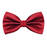 Men's Solid Formal Banded Bow Ties (Wine Red)