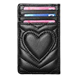 Quilted Leather Credit Card Holder for Women - Black