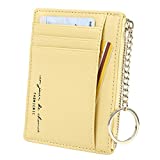 Women's 8 Cards Slim Minimalist Card Holder Coin Changes Purse Keychain Front Pocket Wallet, yellow