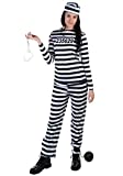 Adult Vintage Prisoner Costume Women's Striped Prison Costume Large
