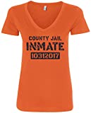 Threadrock Women's County Jail Inmate Halloween Costume V-Neck T-Shirt M Orange