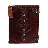 Hell Blues Leather Unlined Journal Seven Chakra Huge Medieval 7-Stone Embossed Handmade Notebook Office Diary Poetry Sketch Book 10 x 14 Inches (200 Pages) Large