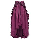 Pirate Skirt for Women Steampunk Skirt Lace Up Retro Vintage Long Ruffle Skirt Rose Medium