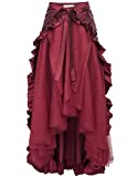 Belle Poque Steampunk Victorian Pirate Skirt Renaissance Ruffles Bustle Skirt/Cape 4XL Wine