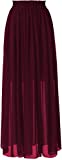 Topdress Women's Long Beach Skirt Elastic Waistband Chiffon Maxi Skirts Maternity Outfits Burgundy XL New