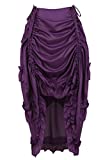 Women's Steampunk Skirt Ruffle High Low Outfits Gothic Plus Size Pirate Dressing Purple XS/S