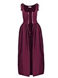 Anna-Kaci Womens Renaissance Medieval Irish Over Dress Costume, Burgundy, Medium