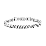 Geoffrey Beene Mens Stainless Steel Double Franco Chain Bracelet with Extension, Sliver