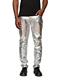 COOFANDY Mens Metallic Shiny Jeans Party Dance Disco Nightclub Pants Straight Leg Trousers