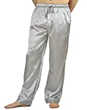 Up2date Fashion Men's Satin Lounge Pants (XL, Silver)