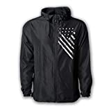 Tactical Pro Supply USA Windbreaker Jacket - for Men Women American Flag Patriotic Hoodie Zip Up -White Crest (Large)