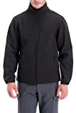 TRAILSIDE SUPPLY CO. Men's Softshell Fleece-Lined Jackets/Winter Outdoor Coats/Windbreaker/Medium-Weight Water-Repellent, Black, L