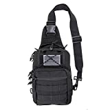 LINE2design First Aid Sling Backpack - EMS Equipment Emergency Medical Supplies Tactical Range Shoulder Molle Bag - Heavy Duty Sports Outdoor Rescue Pack - Perfect for Camping Hiking Trekking - Black