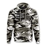 Tactical Pro Supply Army American Camo Flag Hoodie - Cotton Polyester Materials Machine Wash Cold for Men Women Outdoor - Snow Camo (XX-Large)
