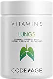 Codeage Lungs Vitamins, A, C, D, E, B6, Milk Thistle Lung Supplement, Zinc & Magnesium, Cordyceps, Reishi, Ginger, Peppermint Leaf Organic Herbs Cleanse, Breathing, Respiration - Non-GMO - 90 Capsules