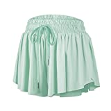 Blaosn Flowy Skirt Shorts for Women Gym Yoga Athletic Workout Running Hiking Sweat Spandex Cute Comfy Lounge Womens Clothes Preppy Trendy Casual Summer (S, Light Green)