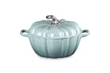 Le Creuset Enameled Cast Iron Figural Pumpkin Cocotte with Stainelss Steel Figural Knob, 4Qt, Sea Salt