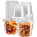 {5 oz - 100 Sets} Clear Diposable Plastic Portion Cups With Lids, Small Mini Containers For Portion Controll, Jello Shots, Meal Prep, Sauce Cups, Slime, Condiments, Medicine, Dressings, Crafts, Disposable Souffle Cups & Much more