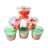 TashiBox Plastic Portion Lids Jello Shot Souffle, Dressing Condiment Cups, 5.5oz-100Sets, Clear