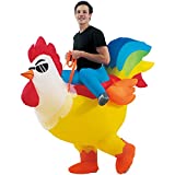 KOOY Inflatable Costume Rooster Ride On Chicken Costume Adult Halloween Costumes For Men Women Blow up Costumes