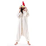 Beauty Shine Adult Unisex Animal Costume Halloween Christmas Cosplay Plush Pajama Onesie (Medium, White Chicken)