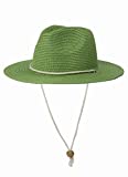 Koreshion Women Straw Panama Hat Summer Wide Brim Fedora Cap Beach Sun Hats UV UPF50+ Green