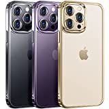 Alphex Beyond Clear for iPhone 14 Pro Max Case [Durable Than Clear Case][Anti-Yellow] 8FT Military Grade Protective Soft Shockproof Bumper Hard Matte Slim Thin Phone Cover Women Men 6.7 inch, Gold
