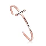 With God All Things Are Possible Matthew 19:26 Religious Rose Gold Bracelets for Women Girls Christian Cross Cuff Baptism Faith Bible Verse Jewelry Gift