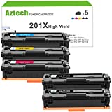 Aztech Compatible Toner Cartridge Replacement for HP 201A 201X M252dw CF400X CF400A Color Pro MFP M277dw M277c6 M277 M252 Printer Ink CF401X CF402X CF403X (Black Cyan Yellow Magenta, 5-Pack)