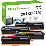 Aztech Compatible 201X Toner Cartridge Replacement for HP 201X 201A CF400X CF400A Color Pro MFP M277dw M252dw M277c6 CF401X CF402X CF403X M277 M252 Printer Ink (Black Cyan Yellow Magenta, 4-Pack)