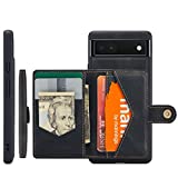 HXY Case for Google Pixel 6A 2022, Detachable Magnetic Wallet Credit Card Cash Slot Case Cover Support Wireless Charging Functional Kickstand Compatible with Google Pixel 6A 2022 (Black)
