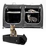 porayhut Mispace Portable 2 Pet Carriers for Cats Collapsible Cat Condo for Car Travel Pet Kennel Show Cages with Portable Carry Bag Hammocks Mats and Litter Box