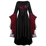 JIANGZHo Renaissance Dress Women Retro Medieval Dresses Halloween Essential Plus Size Gothic Cosplay Costumes Black