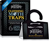 Dr. Killigan's Premium Clothing Moth Traps with Pheromones Prime | 6-Pack Non-Toxic Clothes Moth Trap with Lure for Closets & Carpet | Moth Treatment & Prevention | Case Making & Web Spinning (Black)