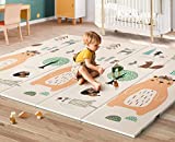 UANLAUO Baby Play mat, 79"x 71"x 0.6" Extra Large & Thick Foam Crawling mat, Reversible & Waterproof Baby Mat for Floor, Portable playmat for Babies with Travel Bag