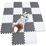 MQIAOHAM Baby Puzzle mat Baby playmat Plastic mats for Floor Shape Square Play Gym Toys Jigsaw Board Foam Tiles Cushions Soft Interlocking Exercise mats Garage Flooring Protector White Grey 101112