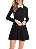 GUBERRY Wednesday Addams Dress Masquerade Party Dress Black Gothic Long Sleeve Peter Pan White Collar Black Halloween Sabrina Costume Dress