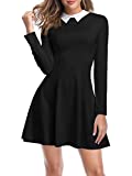 TORARY Women's Long Sleeve Wednesday Addams Costume Outfit Peter Pan Collar Costume Witchy Goth Collar Milkmaid Black Gothic Halloween Witch Dress(Medium,Black)