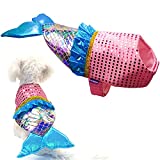 cyeollo Dog Costumes Mermaid Costume for Small Dogs Party Halloween Outfit Clothes Holiday Dressing Up Pet Costumes Size M
