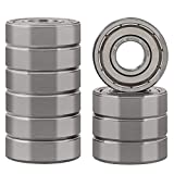 XiKe 10 Pcs 6000ZZ Double Metal Seal Bearings 10x26x8mm, Pre-Lubricated and Stable Performance and Cost Effective, Deep Groove Ball Bearings.