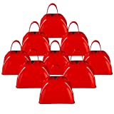 ArtCreativity 3 Inch Red Metal Cowbell Noisemakers - Pack of 12 - Loud Metal Cowbell Noise Makers with Handles, Great for Football Games, Sporting Events, New Years Eve, for Kids and Adults